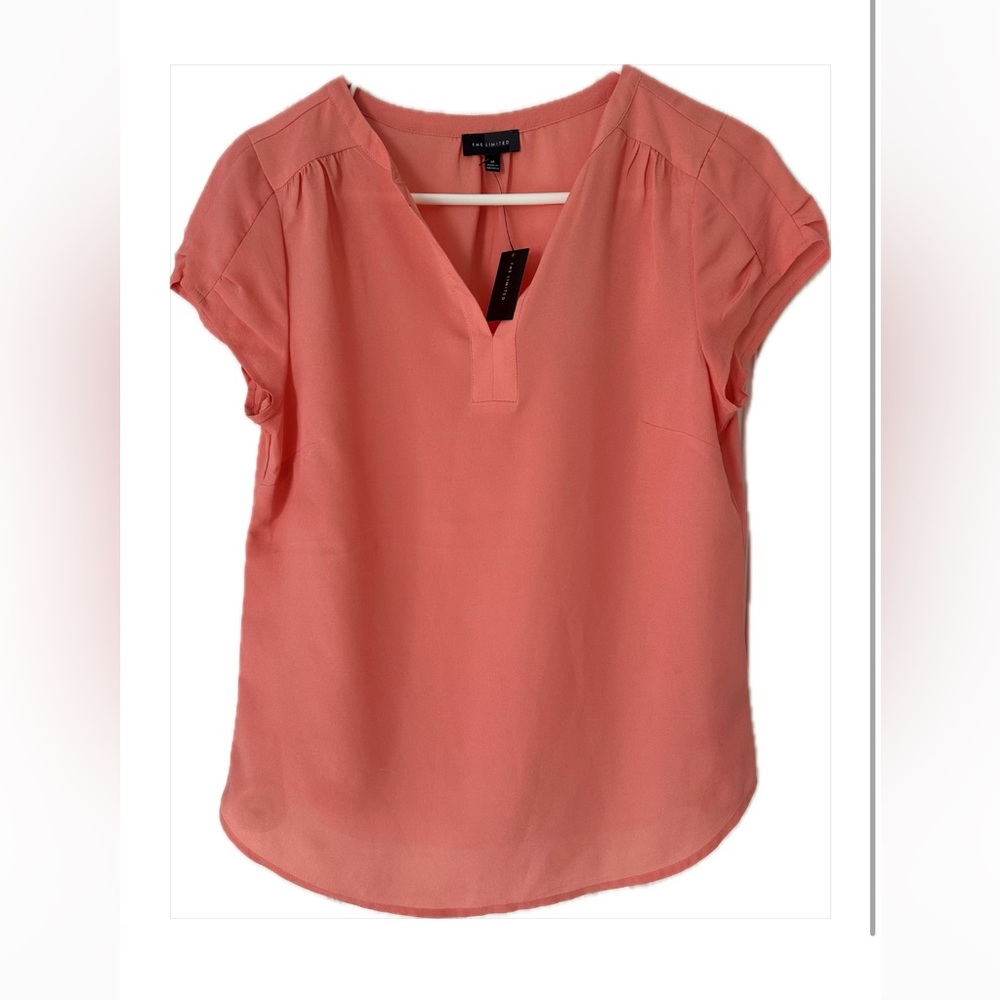 The Limited Coral V-Slit Cap Sleeve Blouse